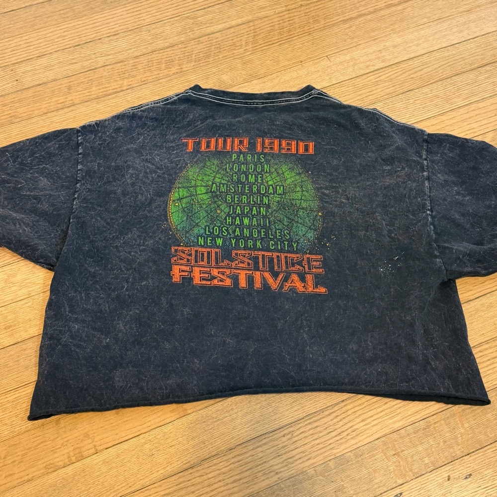 Fifth Sun Dark Gray Cotton Crop T-Shirt, XL - Picture 5 of 5